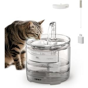 NPET WF050 Cat Water Fountain, Dog Water Dispenser, 1.5L Super Quiet Automatic Pet Drinking Fountain with Faucet Kit