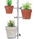 32" Tall DIY Plant Stand Indoor with 4 Pot Clips, Metal Flower Rack with Wheels, Adjustable Rolling Plant Shelf for Balcony, Patio, Garden Display, 3 PACK