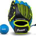 Franklin Sports Youth Teeball Glove - 9.0 Inch Neo-Grip Synthetic Leather Fielding Glove - Left & Right Handed Ready To Play with Ball (Blue)