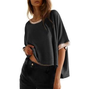 Dokotoo Summer Shirts 2026 Womens Solid T Shirts for Women Loose Oversized Tops Basic Tee, Medium