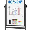 Maxtek Mobile White Board on Wheels 40x24, Magnetic Storage Easel Standing