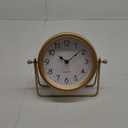 MACVAD Vintage Golden Table Clock - Elegant Battery Operated Office, Living Room, and Bedroom Clock with Minimalist Design - 22x19.5x5.5cm