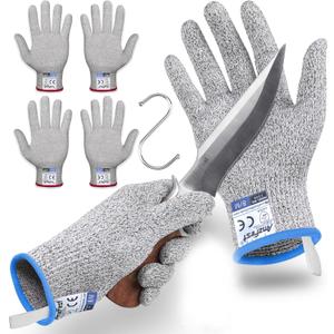 Cut Resistant Gloves Food Grade, Level 5 Protection, Safety Kitchen Cut Gloves, Machine Washable, Durable, Butcher Meat Cutting, Oyster Shucking(Size: 5/XXS)