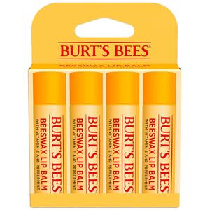 Burt's Bees Lip Balm - Original Beeswax, Lip Moisturizer With Responsibly Sourced Beeswax, Tint-Free, Natural Origin Conditioning Treatment, 4 Tubes, 0.15 oz.