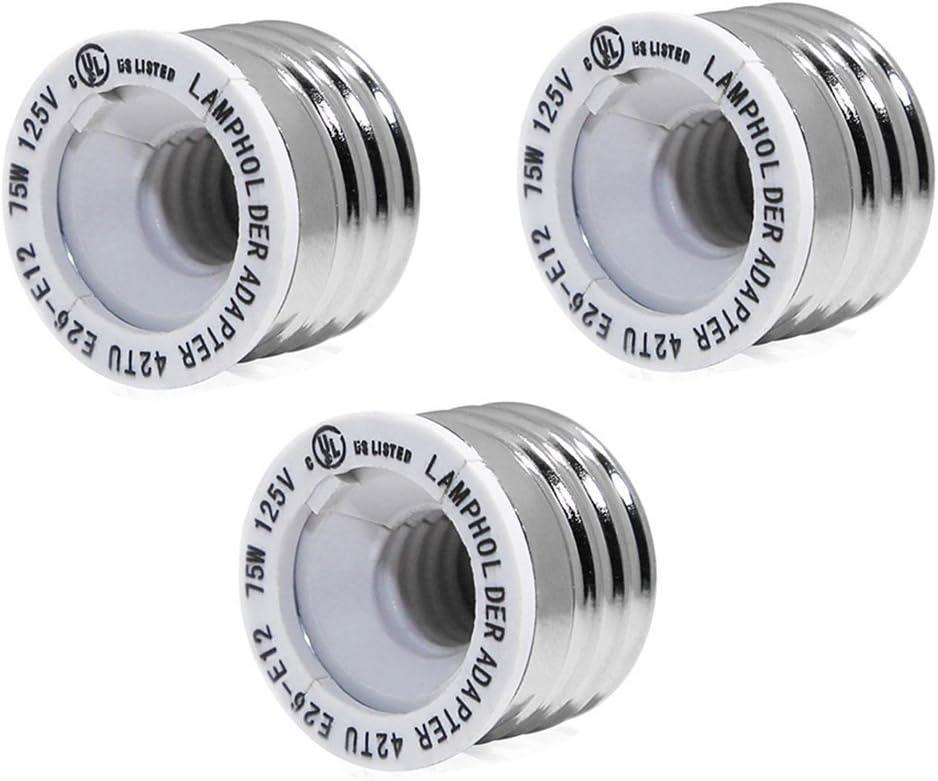 FINELED 3PACK E26 to E12 Adapter - Medium Screw E26 socket to Candelabra Screw E12 bulb Socket Reducer Adapter Converter