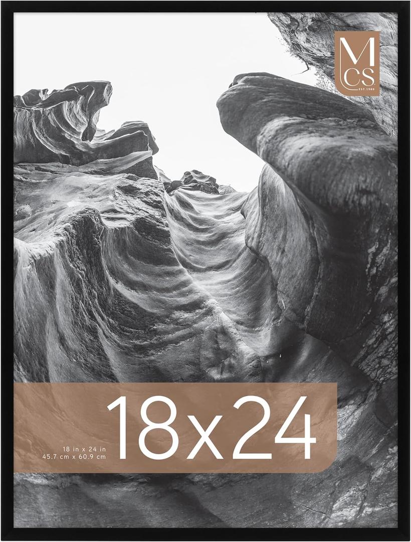 MCS Everline Collection 18x24 Poster Frame Black, Vertical & Horizontal Wall Hanging Large Picture Frame for Photos, Posters & Art Prints (1-Pack)