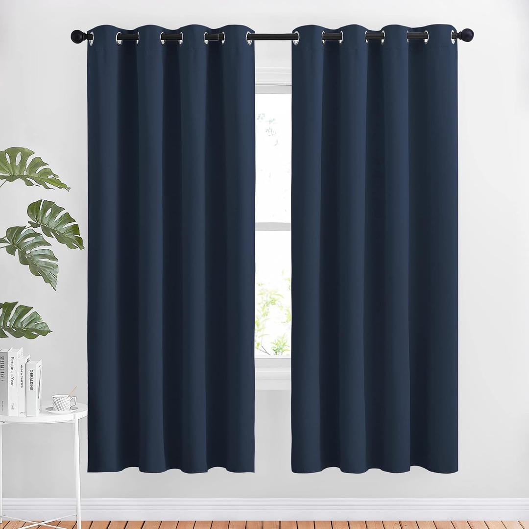 NICETOWN Blackout Curtain Panels 72 - Window Treatment Energy Saving Thermal Insulated Solid Grommet Blackout Drapes for Living Room (Navy, 1 Pair, 52 by 72-Inch) NICETOWN Blackout Curtain Panels 72 - Window Treatment Energy Saving Thermal Insulated Solid Grommet Blackout Drapes for Living Room (Navy, 1 Pair, 52 by 72-Inch)