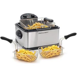 Elite Gourmet 
4Qt. Dual Basket Deep Fryer With Lid
, 1700-Watt, Timer Control Adjustable Temperature, Lid with Viewing Window and Odor Free Filter