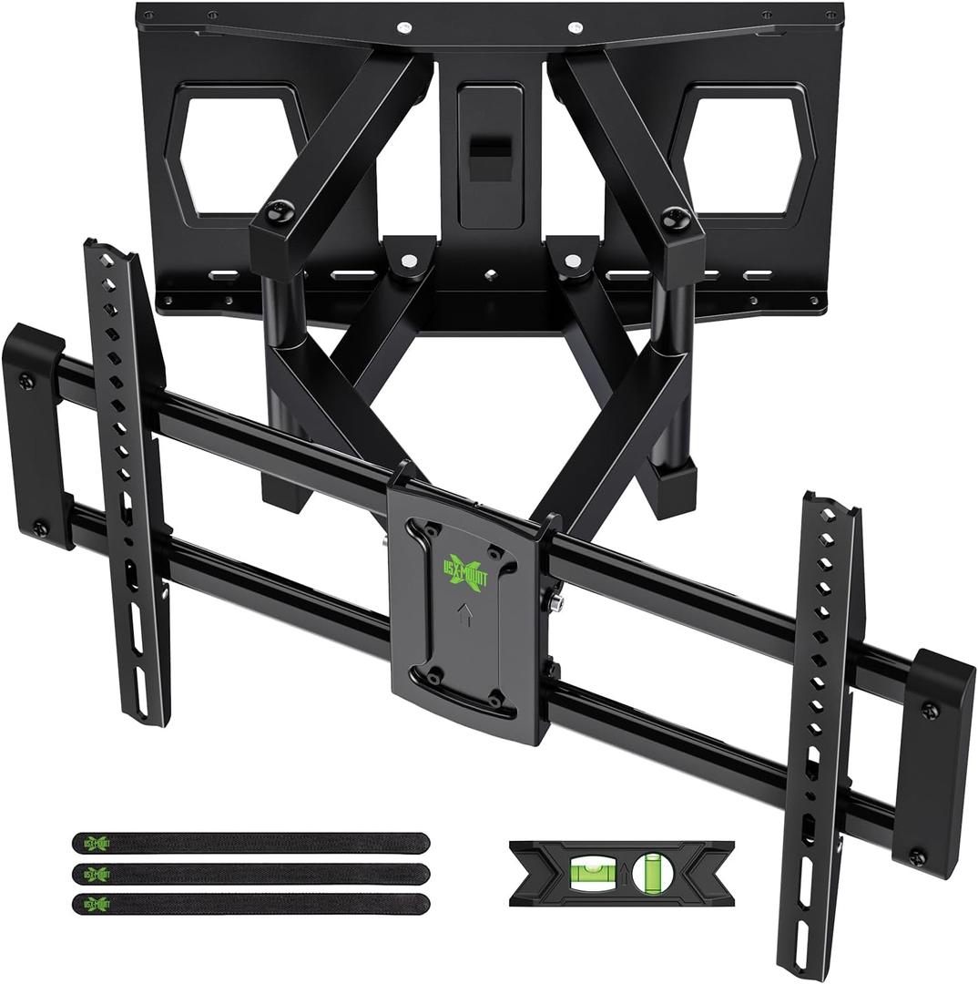 Full Motion Mount, USX MOUNT UL Listed TV Wall Mount for Most 42-84 inch TVs, Holds up to 120lbs, Max VESA 600x400mm, Swivel TV Bracket with Dual Articulating Arms Tilt Rotation Fits 16" Wood Stud (Moveable 42-84inch)