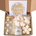 JTEWB Birthday Gifts For Women, Teen Girl, Her, Happy Birthday Gift Box For Girl, Women, Sister, Daughter, Friends, Cute Daisy Aesthetic Glass Cups Gift Set 7pcs (Beige)