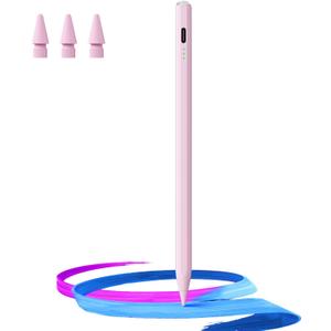 Stylus Pen for iPad(2018-2025)-13 Mins Fast Charge with Tilt Sensitivity & Palm Rejection for iPad 11/10/9/8/7/6th Gen, Air 7/6/5/4/3/M3/M2, Pro 13"/12.9"/11"/M4, Mini 7/6/5th,Pink