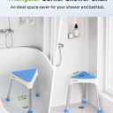 Space-Saving Triangular Shower Chair for Inside Shower with EVA Pad, 400 lbs Adjustable Shower Stool for Elderly and Disabled, Non-Slip Bathtub Chair with Stable-Bracing, Tool-Free