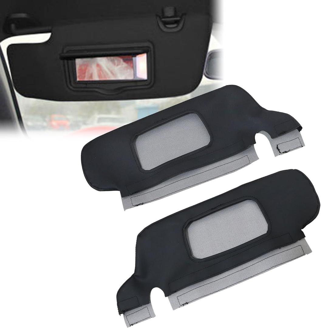 2PCS Driver & Passenger Side Sun Visor Replacement Cover Black Microfiber Leather Both Side Compatible with Ford Mustang 1994 1995 1996 1997 1998 1999 2000 2001 2002 2003 2004