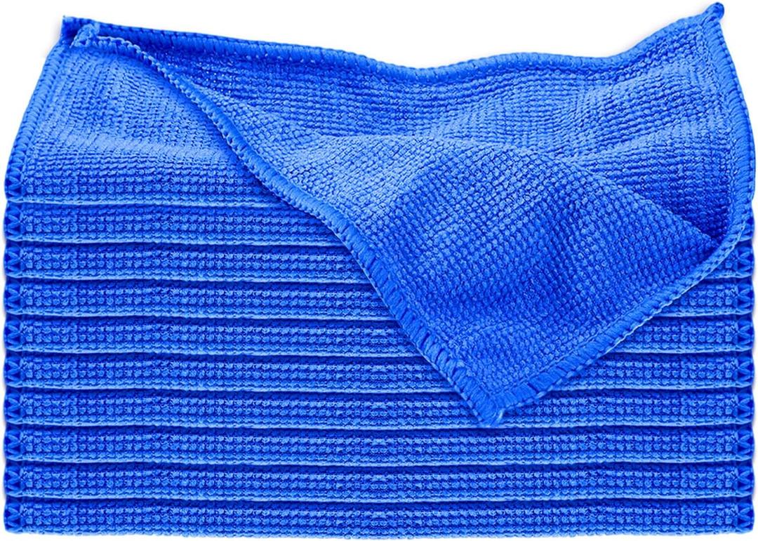 10 Pack Microfiber Cleaning Cloth 6"x6" Reusable Cleaning Rag Fast Drying Kitchen Towels Microfiber Towels Cars Wash Dry Erase Cloth for Housekeeping Home Kitchen Window Bathroom Car (Blue)