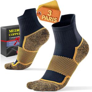 Firm Copper Compression Ankle Socks 20–30 mmHg for Women & Men (3 Pairs) – Medical Support for Circulation, Swelling, Odor Control & Foot Fatigue
