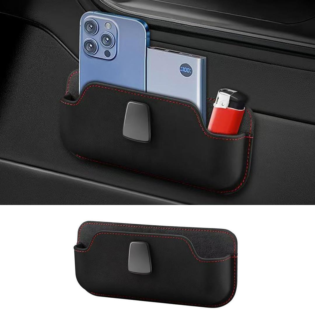 3 x Car Side Pocket Organizer, Adhesive Car Organizers And Storage, Car Glass Holder Stores Small Items Such As Phones, Cosmetics, Coins, Glasses, Keys. Can be Pasted Anywhere (Black)