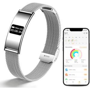 Smart Bracelet for Women Men, Activity & Fitness Trackers/SpO2/Heart Rate/Sleep Stress/1ATM Waterproof,Automatic Monitoring Wearable Fitness Tracker with Free App,2 Bands