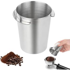 Coffee Dosing Cup 58mm, Stainless Steel Dosing Cup Compatible with All 58mm Portafilter, Coffee Powder Cup, Coffee Powder Feeder, Coffee Machine Accessories, Set of 2