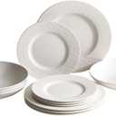 Villeroy & Boch Manufacture Rock Blanc 12-Piece Dinnerware Set, Service for 4, Dinner Plates, Salad Plates & Pasta Bowls, Premium Porcelain, Made in Germany, Matte White