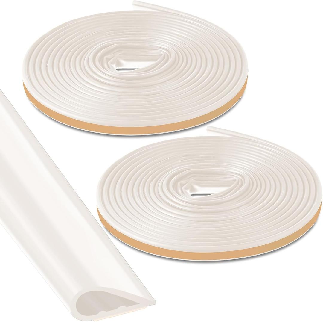 2 Pcs Adhesive Fire/Smoke Door Gasket Seal, 0.5" W X 0.25" H X 20' L, White