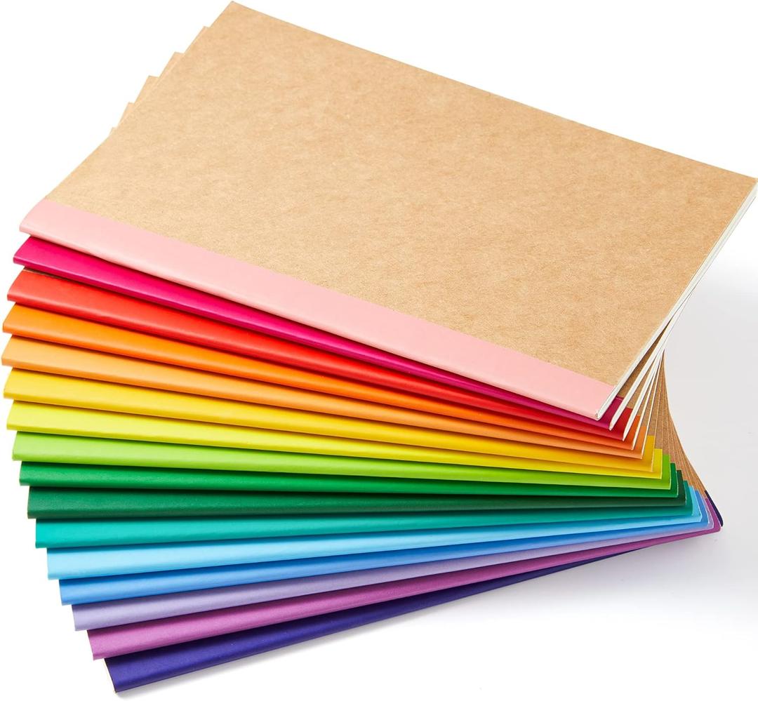 26 Pack Kraft Notebooks A5, 60 Pages Lined Notepad Journal Bulk, Soft Brown Cover Multipack Notebooks for Students Travelers Writing Plans, Memos Office School Supplies, 14X21cm, 8 Colours