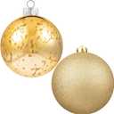 XmasExp 6in Large Christmas Ornaments Christmas Ball Ornaments Giant Tree Decoration Shatterproof Decorative Hanging Balls for Holiday Party Decor (Gold, 2pcs)