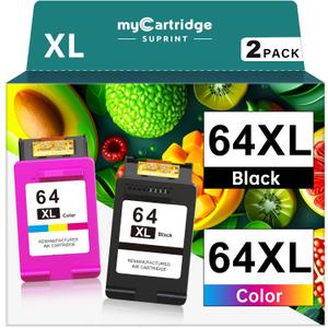 64XL Ink Cartridge Combo Pack for HP Ink 64 Replacement for HP 64 Ink Cartridges Black/Color Combo Pack for Envy Photo 7855 7858 7155 7800 6255 6200 Tango X Tango Terra Printer Ink HP 64