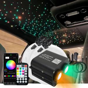 AKEPO 20W Twinkle Dual-Head Dual Color Fiber Optic Lights, Fiber Optic Star Ceiling Light Kit Sound Activated APP Remote Control for Car Starlights Headliner/Home 600pcs 13.1ft/4m Fiber Strands