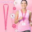 Berlune 100 Pcs Breast Cancer Pink Ribbon Lanyards Breast Cancer Awareness Neck Lanyards with Badge Clip for Men Women