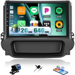 2G+64G Android 15 Car Stereo for Chevrolet Chevy Malibu 2009-2014 with Wireless Carplay Android Auto,9'' HD Touchscreen Car Radio with Mirror Link WiFi GPS Bluetooth FM/RDS Radio SWC+Rear Camera