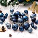 Senjie Night Blue Shatterproof Christmas Ornaments, 32pcs Set, Traditional Style, Plastic Material, Christmas & Wedding Occasion