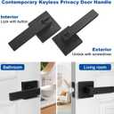 Estmoon 1 Pack Door Handle Black Interior Door Knobs, Keyless Privacy Door Lock for Bathroom, Heavy Duty Zinc Alloy, Door Lever Set for Bedroom Bathroom
