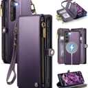 Defencase for Galaxy S23 Magnetic Wallet Case Compatible with Magsafe with RFID Blocking Zipper & Card Holder for Women Men, PU Leather Detachable Phone Case for Samsung Galaxy S23 5G 6.1", Purple