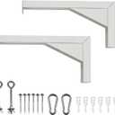 Elite Screens 12" White Projector Screen L-Brackets, Reinforced Single Metal Welded Construction, Wall or Ceiling Mount - Includes Hooks and Hardware, Model: ZVMAXLB12-W