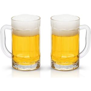 COKTIK 2 Pack Heavy Large Beer Glasses with Handle - 14 Ounce Glass Steins, Classic Beer Mug glasses Set