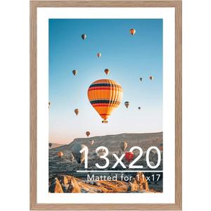 JCJMY 13x20 Picture Frame with 11x17 Mat, Display Photo 11x17 with Mat or 13 x 20 Without Mat, Wall Hanging Large 13 by 20 Poster Frame with Plexiglass, Rustic Brown