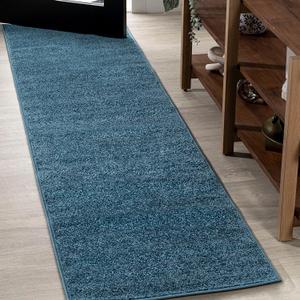 JONATHAN Y Haze Solid Low-Pile Turquoise Runner Rug 2x8, Coastal,Bohemian,Minimalist,Classic, Easy-Cleaning for Living Room,Bedroom,Kitchen,Pet Friendly,Non-Shedding (SEU100H-28)