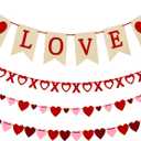 4Pcs Valentines Day Decorations Valentines Day Decor Handmade Love Heart XO Garlands Banner for Engagement Wedding Party Home Classroom Office, No DIY Required