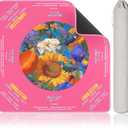 Mahjong Mat for Table, 31.5 x 31.5 Inch Non-Slip Mahjong Mat, Floral and Hummingbird Design Mahjong Table Mat, Foldable Soft Surface for American Mahjong & Tile Games (Pink)