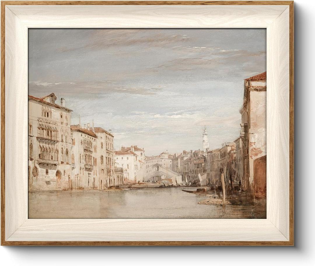 VIYYIEA Framed Wall Art for Living Room, River Canvas Prints, Landscape Home Decor, Architecture Painting Picture, Bathroom Wall Decor Gifts for Friends or Family - 12L x 10W