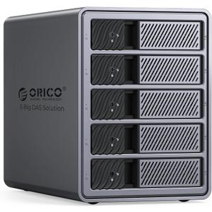 ORICO External 5bay Hard Drive Enclosure Compatible Thunderbolt 3/4 Only, Type C Hub Interface Up to 40Gbps, Support Daisy Chaining Expansion 330TB,Extra DP1.4 Port Support 4k/8k Video Output-9858T3