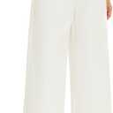 FUNYYZO Wide Leg Pants Women's High Elastic Waisted in The Back Business Work Trousers Long Straight Suit Pants (White, M)