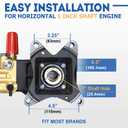 TOOLCY 4400 PSI Pressure Washer Pump 1" Shaft Horizontal Triplex Pump