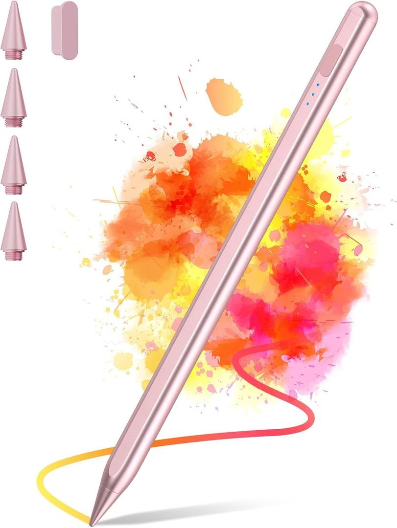 SENMO Stylus Pen for iPad 2018-2025, 2X Fast Charge iPad Pencil 2nd Generation Compatible with Apple iPad A16 11/10/9/8/7/6, Pro M5/M4/12.9"(6/5/4/3)/ 11"(4/3/2/1), Mini 7/6/5, Air M3/M2/5/4/3 (Rose Pink)