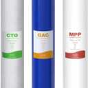 SimPure 3-Stage 20" x 4.5" Whole House Water Filter Cartridge Replacement, 5 Micron Sediment GAC CTO Carbon Filter for DB20P, DGD-5005-20, EP20-BB (3 Count (Pack of 1))