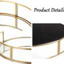 ELLDOO Gold Round Glass Decorative Tray, 9.9inch Metal Mirrored Jewelry Tray, Makeup Perfume Organizer for Bathroom Sink Vanity Dresser