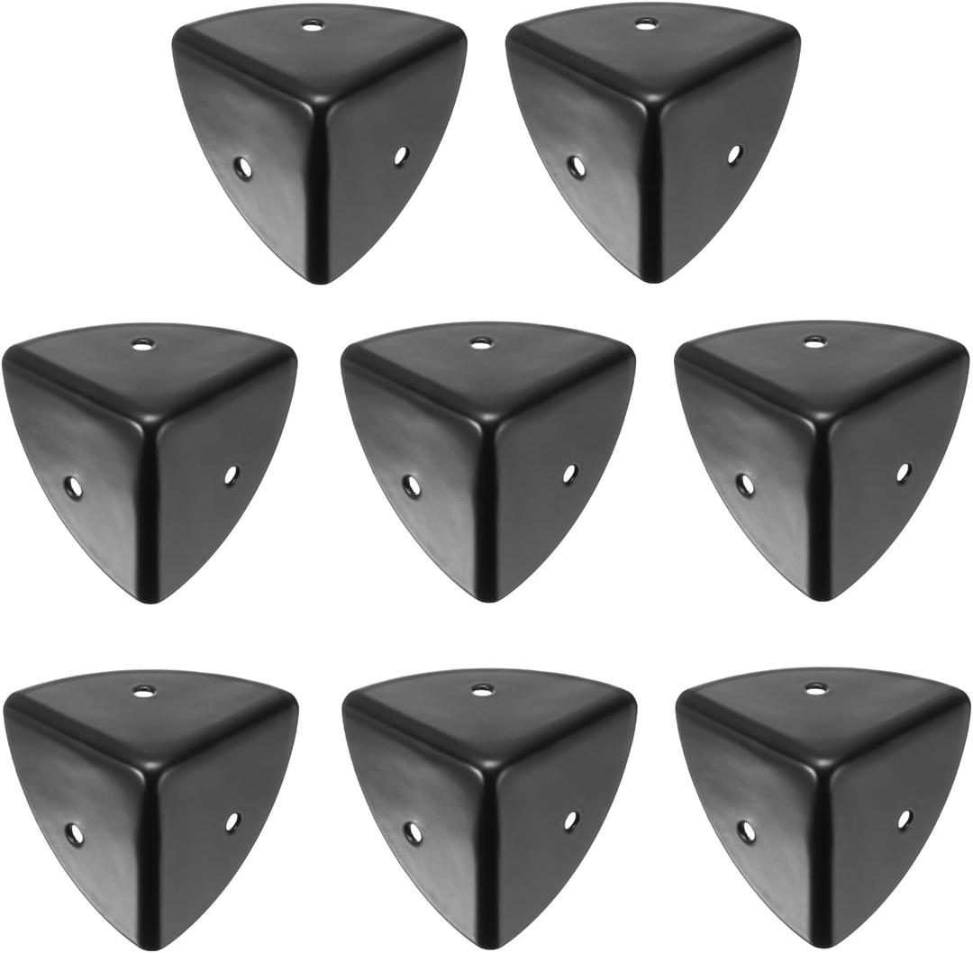 uxcell 8PCS Metal Corner Protector 1.5 x 1.5 x 1.5 Inch Box Edge Guard Protector Zinc Alloy Cabinets Speaker Corners Protector for Furniture Decorative (Black)