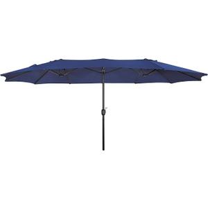 Home Furniture 15 ft x 9 ft Double Sided Twin Market Table Umbrella, Extra Long for Outdoor Patio Balcony Garden(Navy Blue)