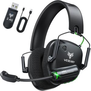 Wireless Gaming Headset for PC, PS5, PS4, Switch & Mac, Dual-Mode 2.4GHz & Bluetooth Gaming Headphones with Microphone, Ultra-Low Latency, 3D Stereo Sound, Up to 45H Battery (Graphite Black)
