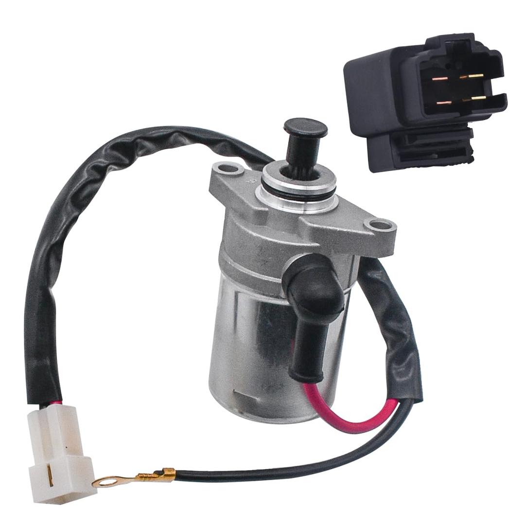 Starter Motor Fit for Polaris Outlaw 50 Predator 90 Sportsman 90 Scrambler 90 for Eton 90cc 2 Stroke 12v 9tooth Starter with Solenoid Relay